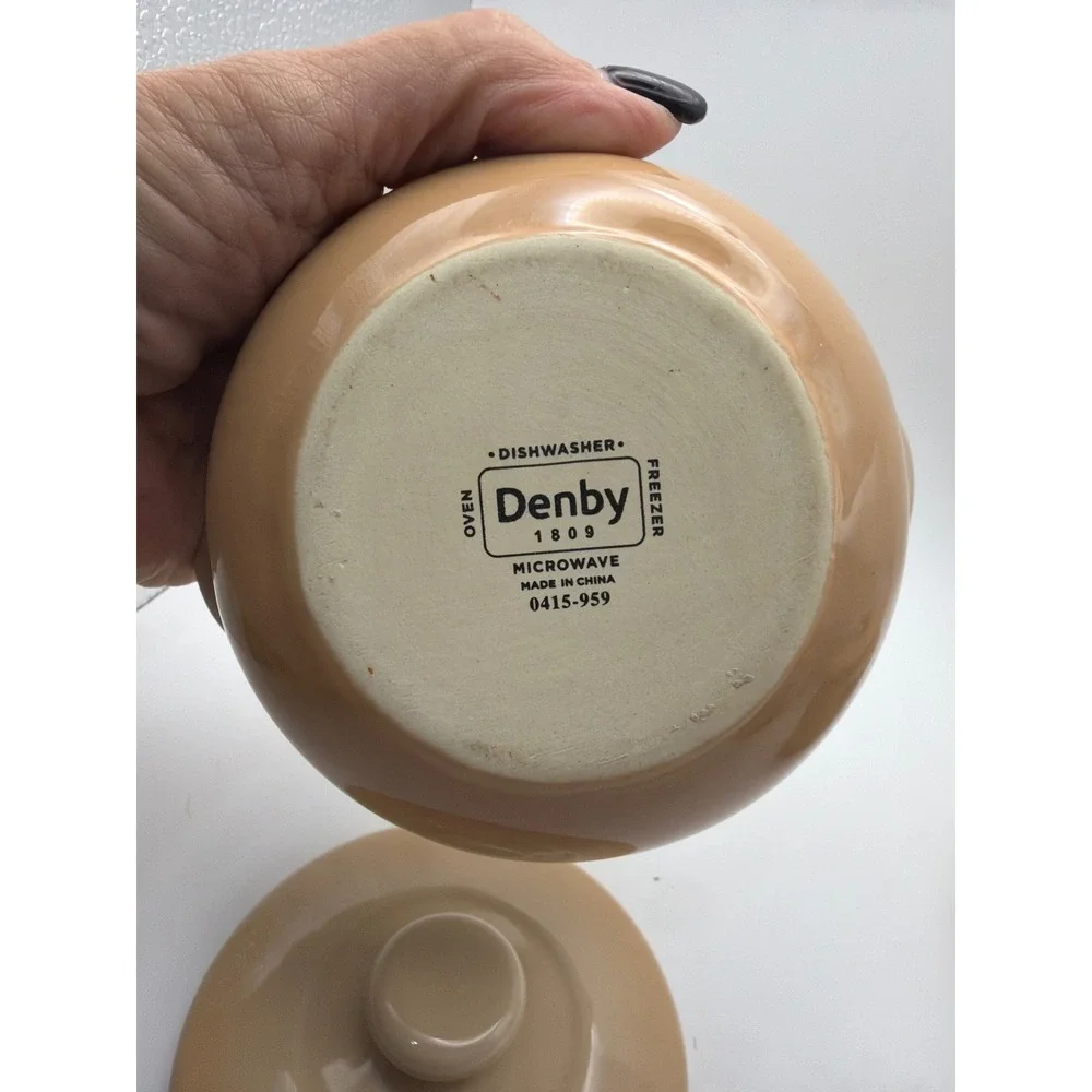 Denby Sand Beige Stoneware Mini Cocottes with Lids Set of 2 Model 0415-959